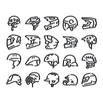 Collection of helmets representing safety and protection Stockillustratie