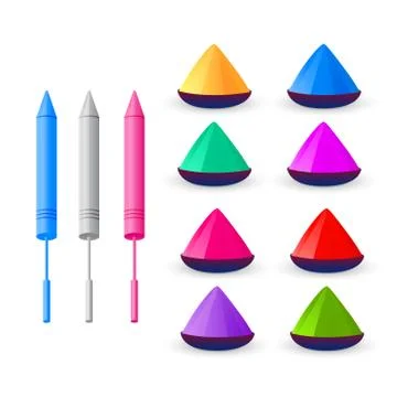 Collection of holi colours elements Stock Illustration