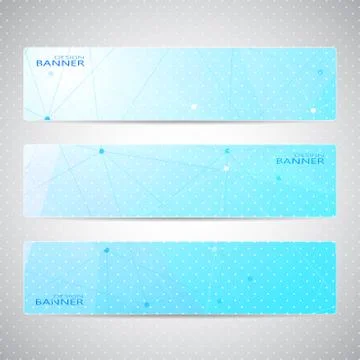 Collection horizontal banners design. Molecule and communication background Stock Illustration