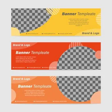 Collection of horizontal header web banners template, abstract geometric vect Stock Illustration