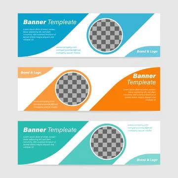 Collection of horizontal header web banners template, minimal geometric shape Stock Illustration