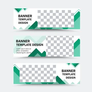 Collection of horizontal vector banner templates in green Stock Illustration