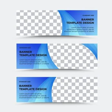 Collection horizontal vector banner templates in blue Stock Illustration