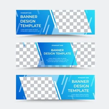Collection of horizontal vector banner templates in blue white Stock Illustration