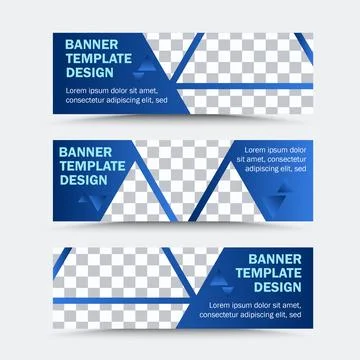 Collection of horizontal vector blue banner templates Stock Illustration
