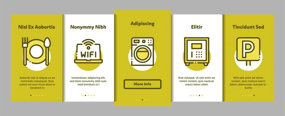 Collection Hostel Elements Vector Onboarding 스톡 일러스트