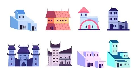 Collection of house icon vector design set Stock Illustration