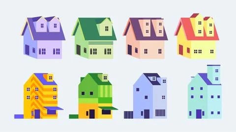 Collection of house icon vector design set Stock Illustration
