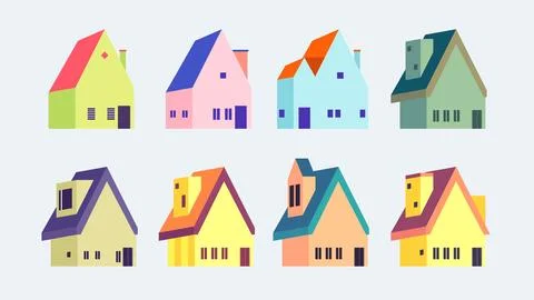 Collection of house icon vector design set Stock Illustration
