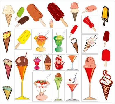 A collection of ice cream Stock Illustration