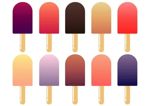 Collection of ice cream illustrations with gradient Stock Illustration