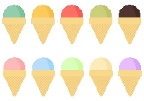 A collection of ice cream with a pixel theme Illustrazione stock