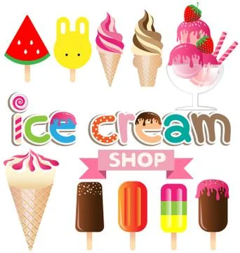 Collection of ice creams vector on white background Stock Illustration