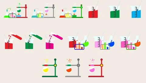 Collection icon Isolated flask or flask for chemistry. Laboratory glassware.. Stock Illustration