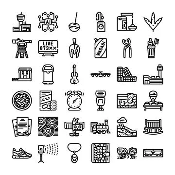 Collection of icon set for various concepts and objects Stock Illustration