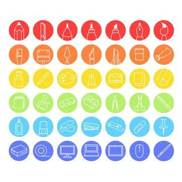 Collection of icons creativity for drawing - Vector Stock Illustration