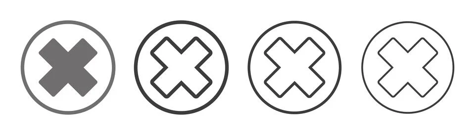 Collection of icons of different strokes. Vector black rejected icons Stock Illustration
