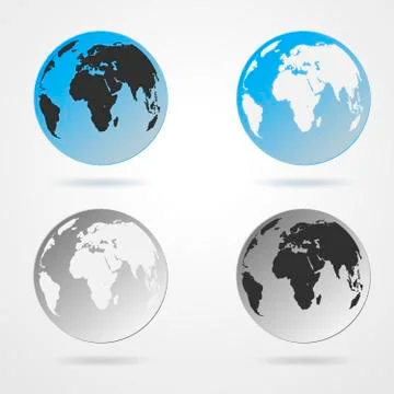 Collection of icons Earth Globe - vector illustration. Stock Illustration