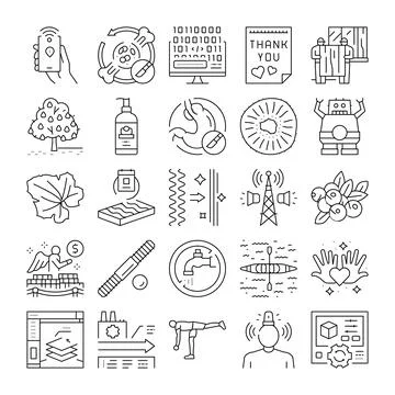 Collection of icons representing modern technology and everyday life Stock Illustration