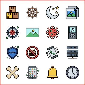 Collection of Icons Representing Various Concepts and Objects. Иллюстрация