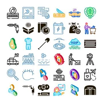 Collection of icons representing various concepts and services Illustration