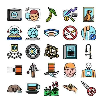 Collection of icons representing various concepts and services 스톡 일러스트