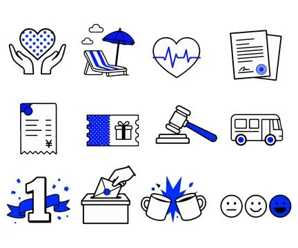 Collection of Icons Representing Various Concepts Stock Illustration