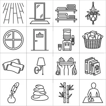 Collection of Icons Representing Various Elements of Life and Well-being. Stock Illustration