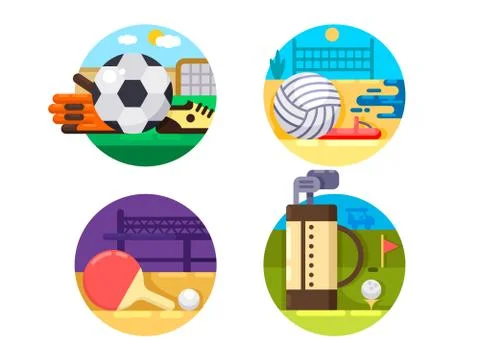 Collection of icons sports ball games Stock Illustration