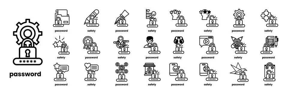 A collection of icons for various computer programs and services Stock Illustration