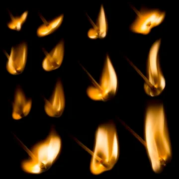 Collection of igniting Matches Stock Photos