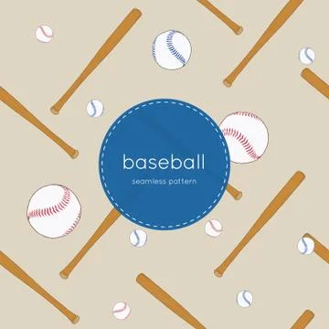 A collection of illustrated baseball elements seamless pattern. Stock Illustration