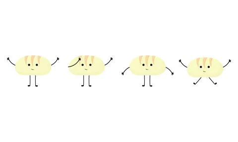 A collection of illustrations of breads with cheerful faces 2 Stock Illustration