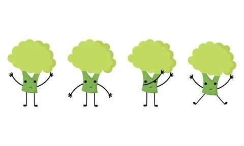 A collection of illustrations of broccoli vegetables Stock Illustration