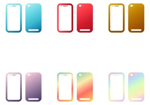 A collection of illustrations of cellphone cases with gradient Stock Illustration