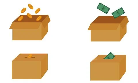 A collection of illustrations of charity boxes Stock Illustration