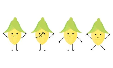 A collection of illustrations of corn with a cheerful face Stock Illustration