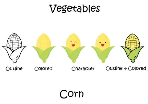 Collection of illustrations of corn vegetables Stock Illustration