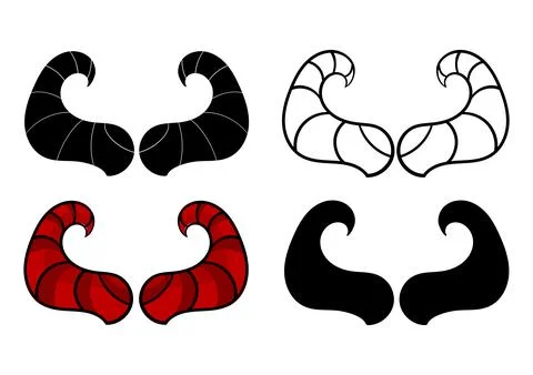 A collection of illustrations of horns Illustrazione stock