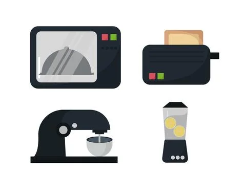 A collection of illustrations of kitchen electronics Stock Illustration