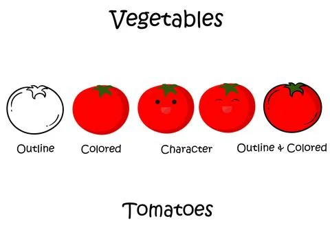 Collection of illustrations of tomato vegetables Stock Illustration