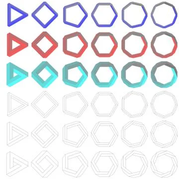 Collection of impossible Penrose polygons Stock Illustration