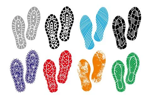The collection of a imprint soles shoes Stock Illustration