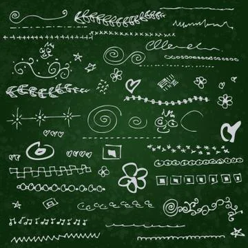 Collection of individual hand drawn elements 库存插图