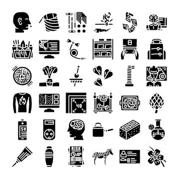 Collection of industrial, science and technology glyph icons イラスト素材