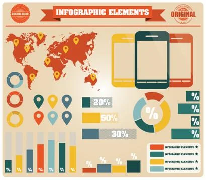 Collection of infographics elements, vector Stock Illustration