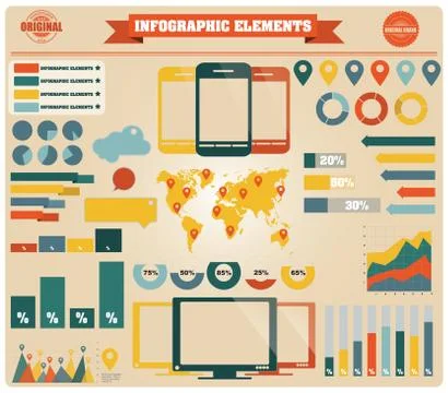 Collection of infographics elements, vector Stock Illustration