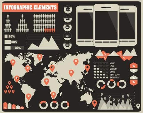 Collection of infographics elements, vector Stock Illustration