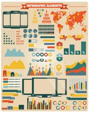 Collection of infographics elements, vector Stock Illustration