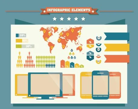 Collection of infographics elements, vector Stock Illustration